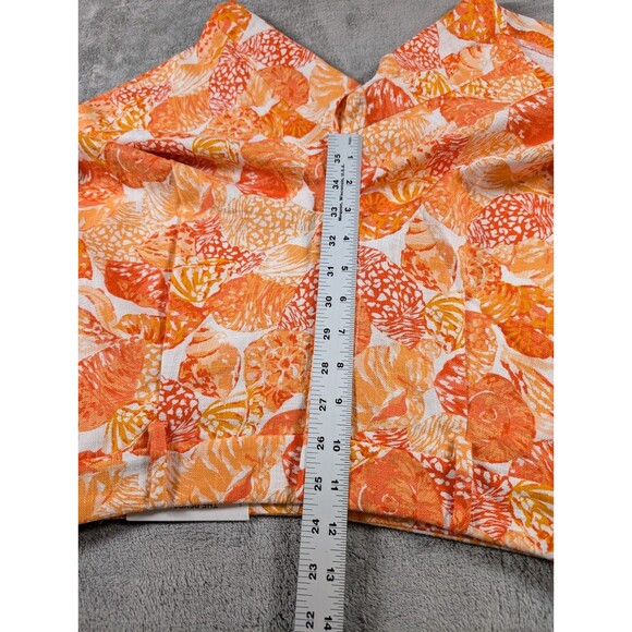 LOFT Peyton Shorts 8 Orange White Seashell Linen Blend Pleated Summer - Picture 9 of 10